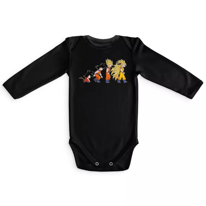 Fatinho de manga comprida para bebé Paródia Dragon Ball Z - DBZ Son Goku - A Teoria da Evolução Saiyajin