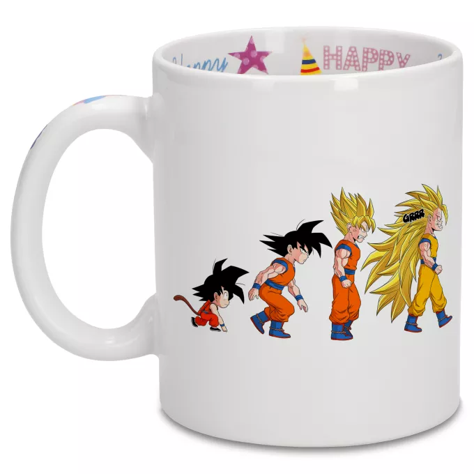 Canecas de aniversário Paródia Dragon Ball Z - DBZ Son Goku - A Teoria da Evolução Saiyajin