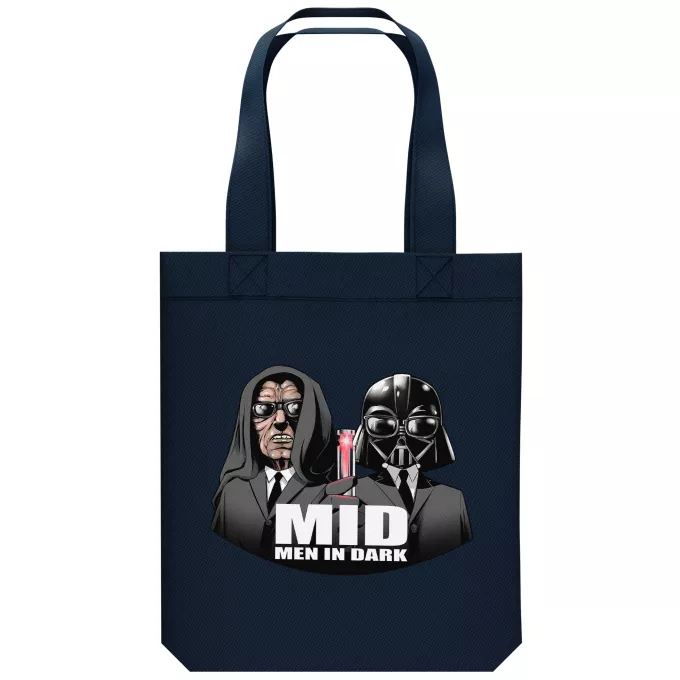 Saco (Tote Bag) de algodão orgânico Paródia Guerra das Estrelas Darth Vader e Palpatine X MIB: Homens de Negro