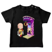 One-Punch Man parodi Svart T-shirt för Baby - Saitama (Högklassig T-shirt - Tryckt i Frankrike - Ref : 912)