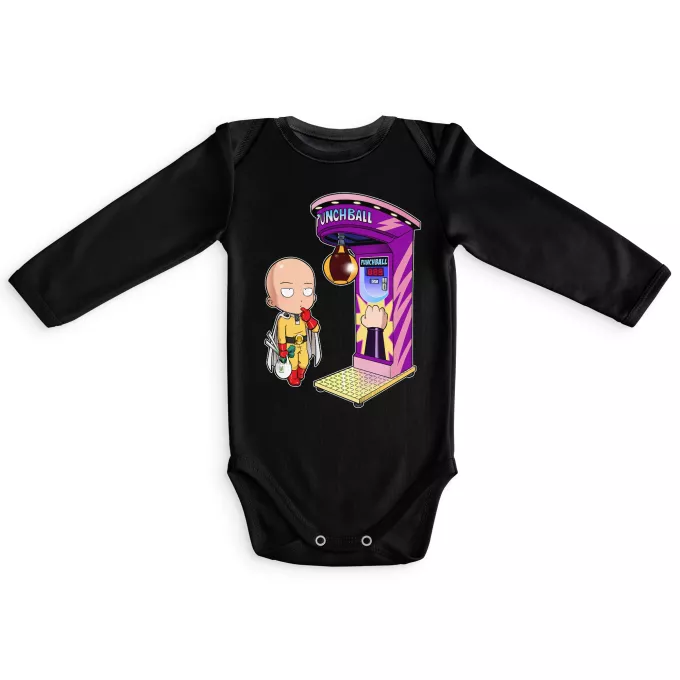 Baby Body långa ärmar Parodi One-Punch Man Saitama