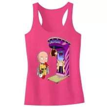 One-Punch Man parodi Fuchsia rosa Flickor linne - Saitama (Högklassig linne - Tryckt i Frankrike - Ref : 912)