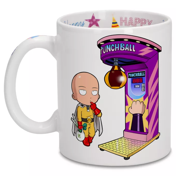 Födelsedagsmuggar Parodi One-Punch Man Saitama