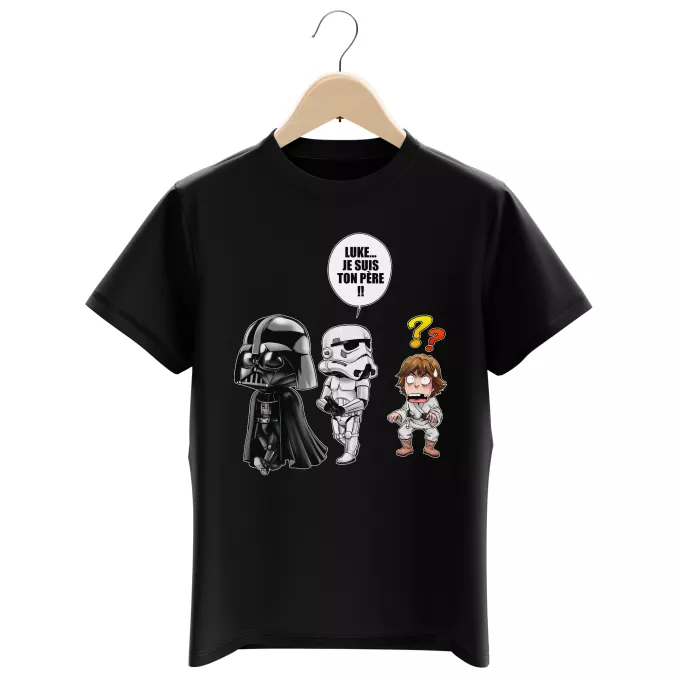 T-shirts Enfants Garçons Parodie Star Wars Luke...Je suis ton père !! - Dark Vador, un Storm Trooper