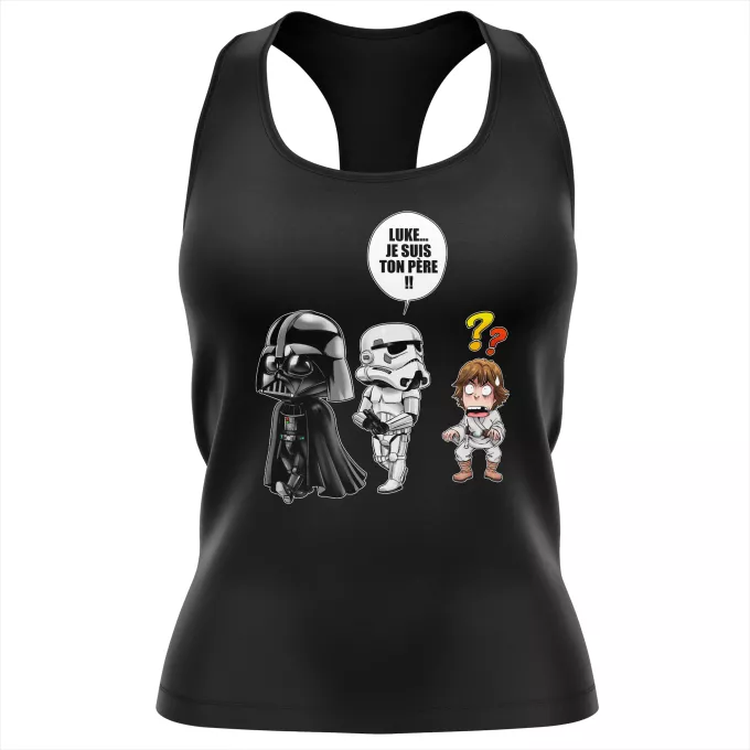 Débardeur Femme Parodie Star Wars Luke...Je suis ton père !! - Dark Vador, un Storm Trooper