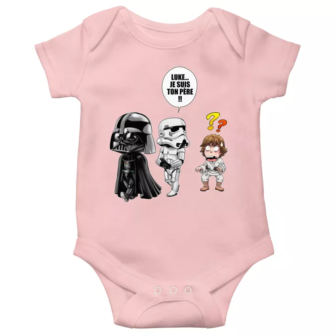 Body bébé manches courtes (Filles) Parodie Star Wars Luke...Je suis ton père !! - Dark Vador, un Storm Trooper