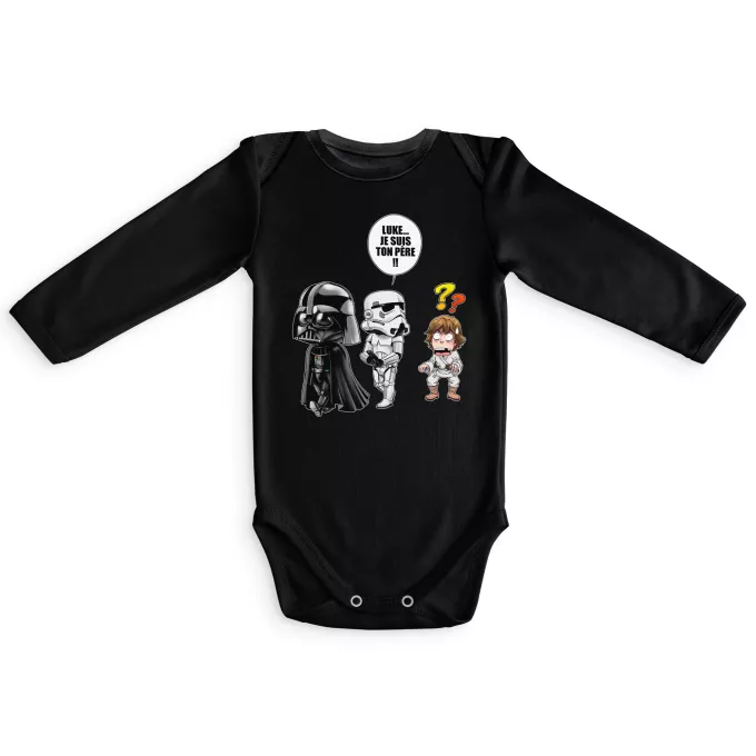 Body bébé manches longues Parodie Star Wars Luke...Je suis ton père !! - Dark Vador, un Storm Trooper