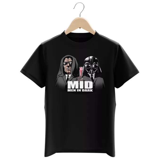Camisetas Niños Parodia Star Wars Dark Vader, Dark Sidious X MIB: Hombres de negro