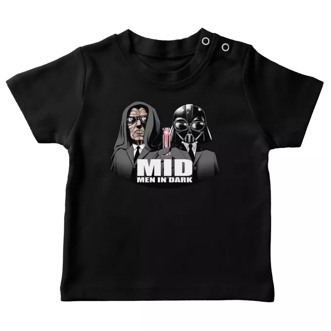 Camisetas bebé Parodia Star Wars Dark Vader, Dark Sidious X MIB: Hombres de negro
