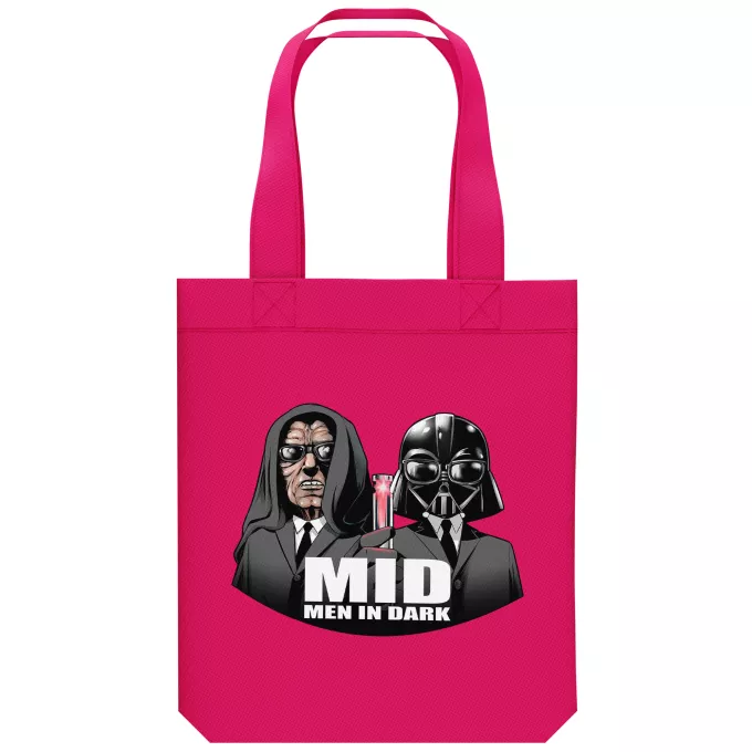 Sac Tote Bag en coton Bio Parodie Star Wars Men In Dark !! - Dark Vador, Dark Sidious se prenant pour des Men In Black