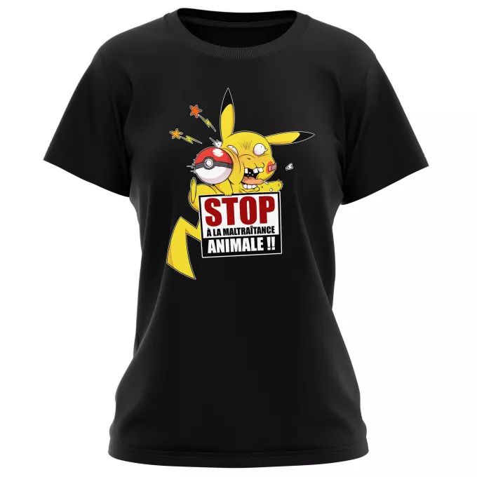T-shirts Femmes Parodie Pokémon Stop à la Maltraitance animale !! - Pikachu