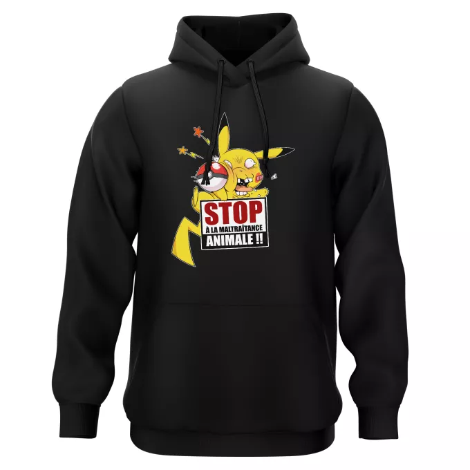 Sweat-shirts à Capuche Parodie Pokémon Stop à la Maltraitance animale !! - Pikachu