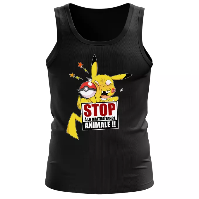 Débardeurs Hommes Parodie Pokémon Stop à la Maltraitance animale !! - Pikachu