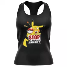 Débardeur Femme Pikachu « Stop à la Maltraitance animale !! » – Parodie Pokémon