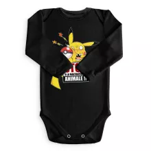 Body bébé manches longues Pikachu « Stop à la Maltraitance animale !! » – Parodie Pokémon
