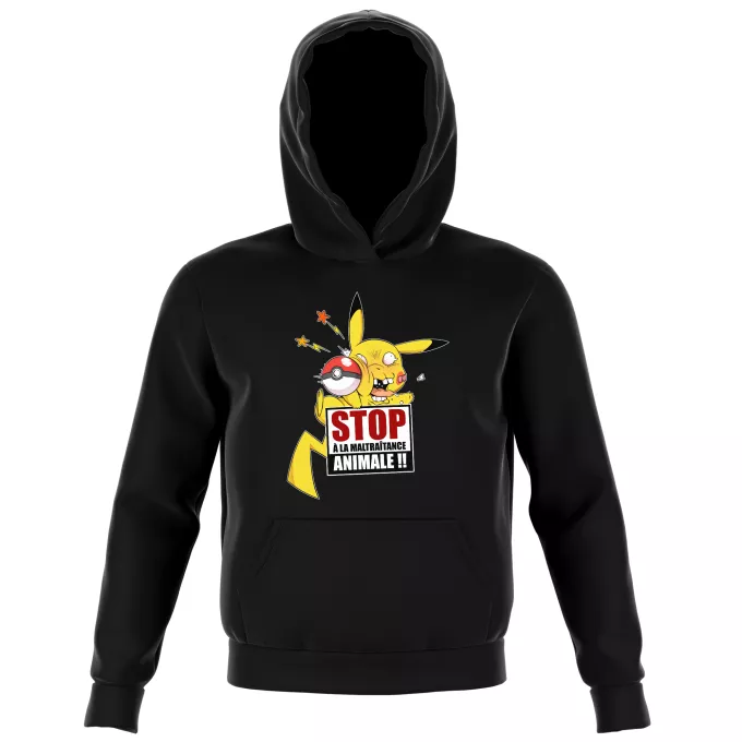 Sweat-shirts à Capuche Enfant Parodie Pokémon Stop à la Maltraitance animale !! - Pikachu