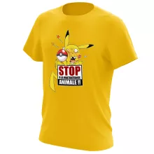 T-shirt Pikachu « Stop à la Maltraitance animale !! » – Parodie Pokémon