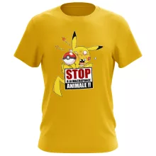 T-shirt Pikachu « Stop à la Maltraitance animale !! » – Parodie Pokémon