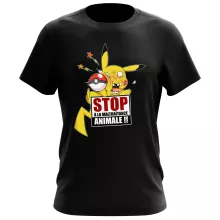 T-shirt Pikachu « Stop à la Maltraitance animale !! » – Parodie Pokémon