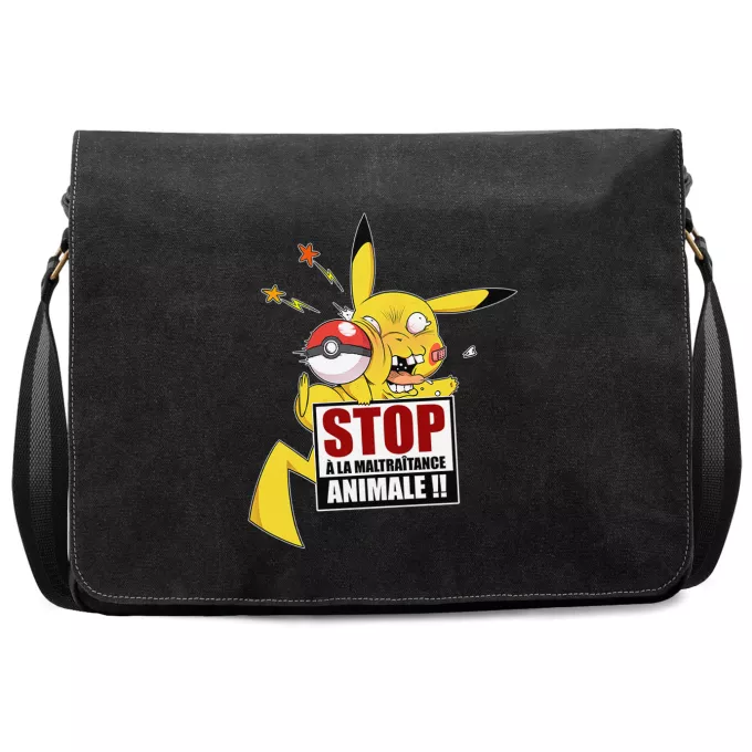 Sac à Bandoulière Premium Parodie Pokémon Stop à la Maltraitance animale !! - Pikachu