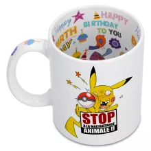 Mug Pikachu « Stop à la Maltraitance animale !! » – Parodie Pokémon