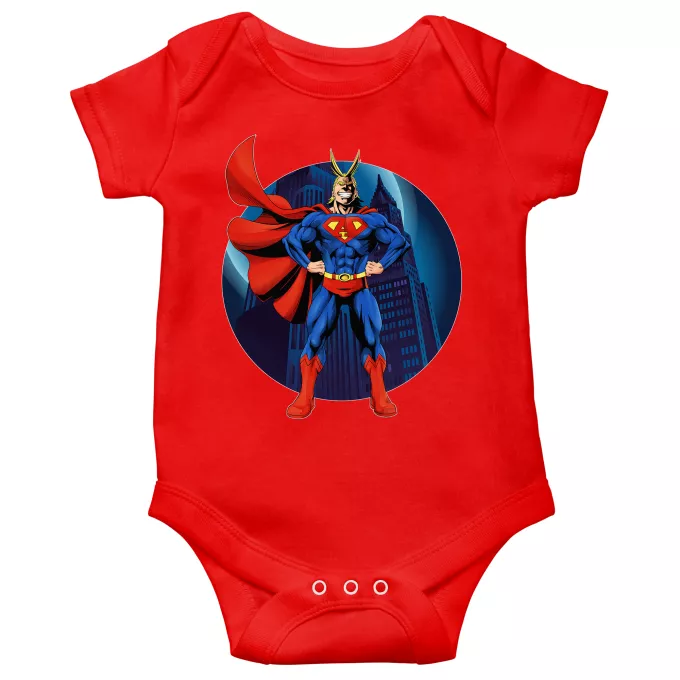 Body bébé manches courtes Parodie My Hero Academia Super AllMight man :) - All Might X Superman