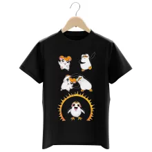 Camiseta Azul Turquesa de manga corta para Niños - parodia de Star Wars - Porg de Star Wars, Los pingüinos de Madagascar y Hamtaro (T-shirt de primera calidad - impresa en Francia - Réf : 928)