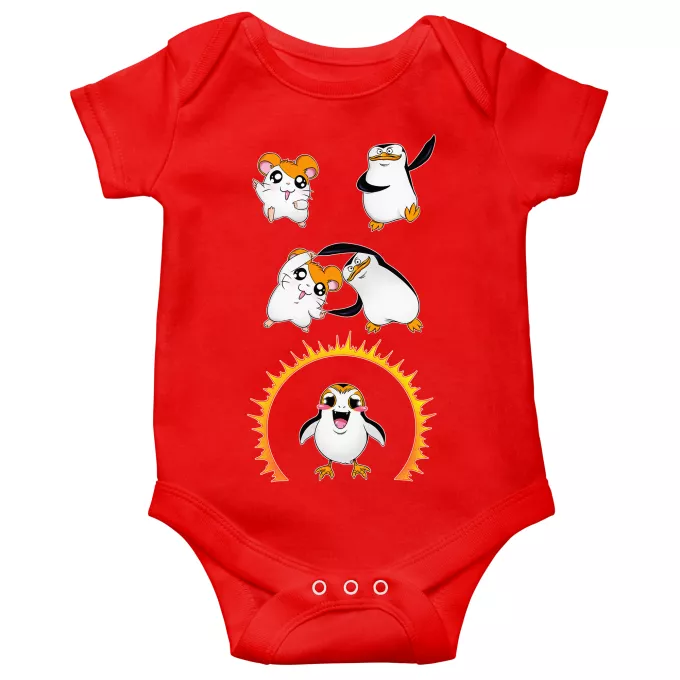 Body per bambini a maniche corte Paoridia Star Wars Porg di Star Wars e I pinguini di Madagascar e Hamtaro