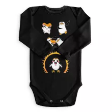 Porg Baby Body långa ärmar “Porg från Star Wars och Penguins of Madagascar och Hamtaro” – Parodi Stjärnornas krig