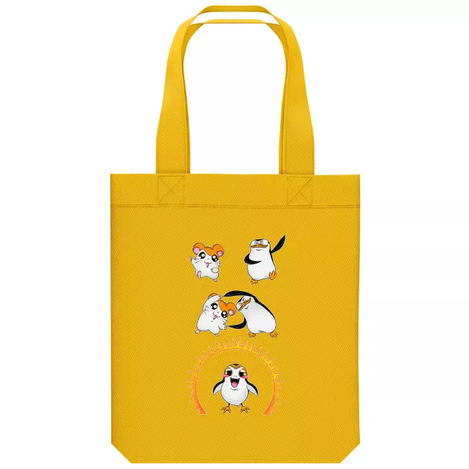 Sac Tote Bag en coton Bio Parodie Star Wars Ultimate Cute Fusion !! - Porg de Star Wars issu de la fusion de Hamtaro, d'un pingouin de Madagascar
