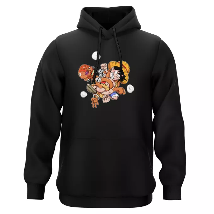 Sudaderas con capucha Parodia One Piece Luffy y Dhalsim