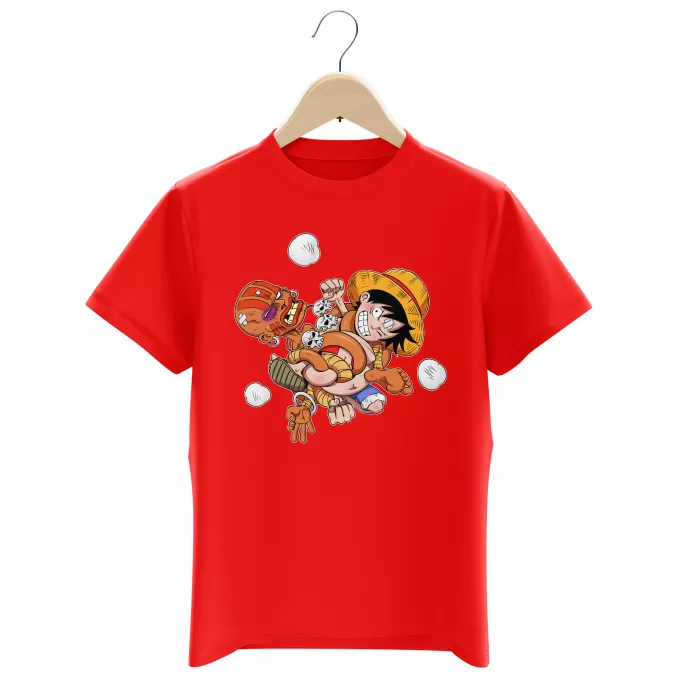 Camisetas Niños Parodia One Piece Luffy y Dhalsim