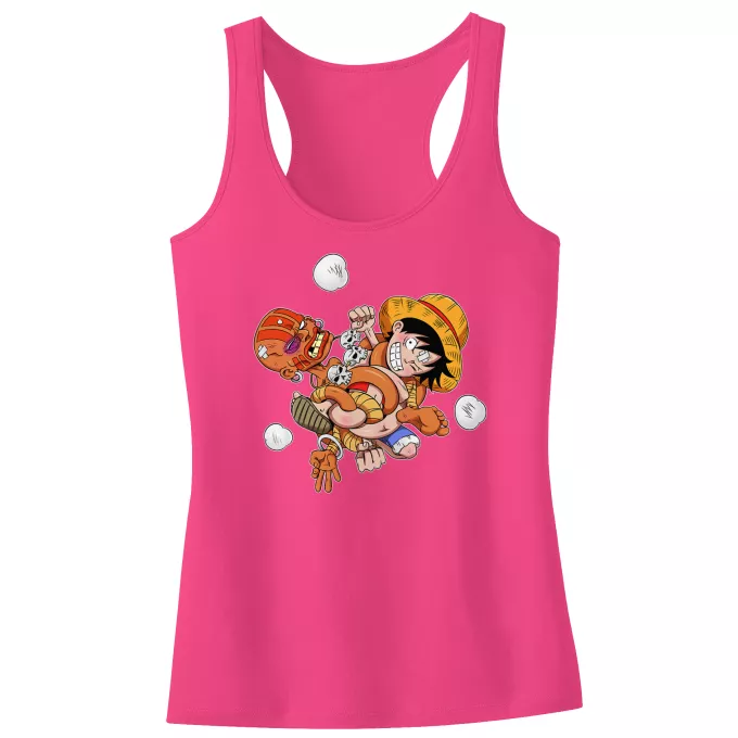 Débardeur Enfant Fille Parodie One Piece Baston élastique - Luffy, Dhalsim
