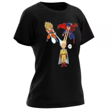 T-shirt Femme Saitama « Super Saiyan, Super man et super...chauve » – Parodie One-Punch Man