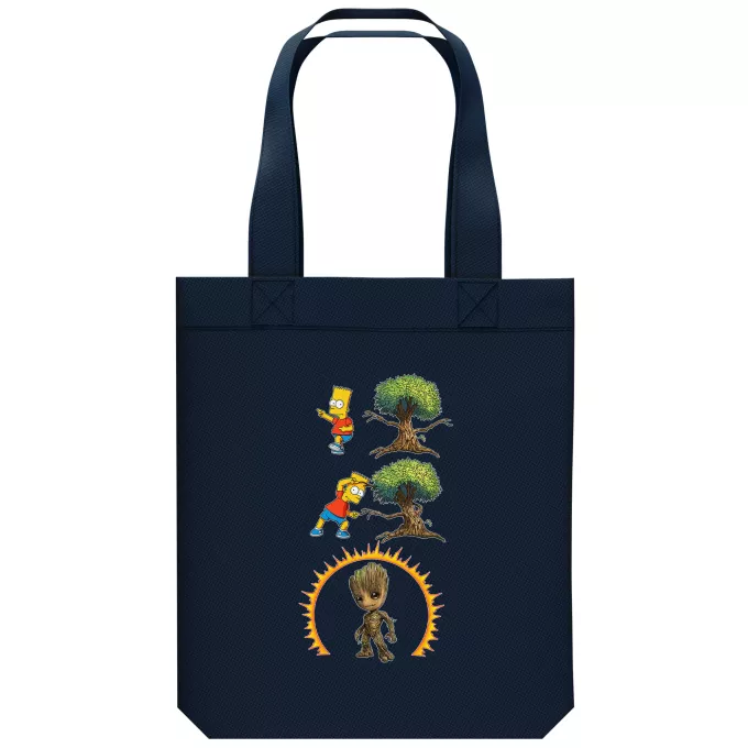 Borsa Tote Bag in cotone organico Paoridia I Simpsons Groot e Bart Simpson