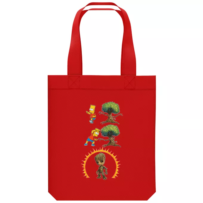 Ekologisk bomullsväska (Tote Bag) Parodi Simpsons Groot och Bart Simpson