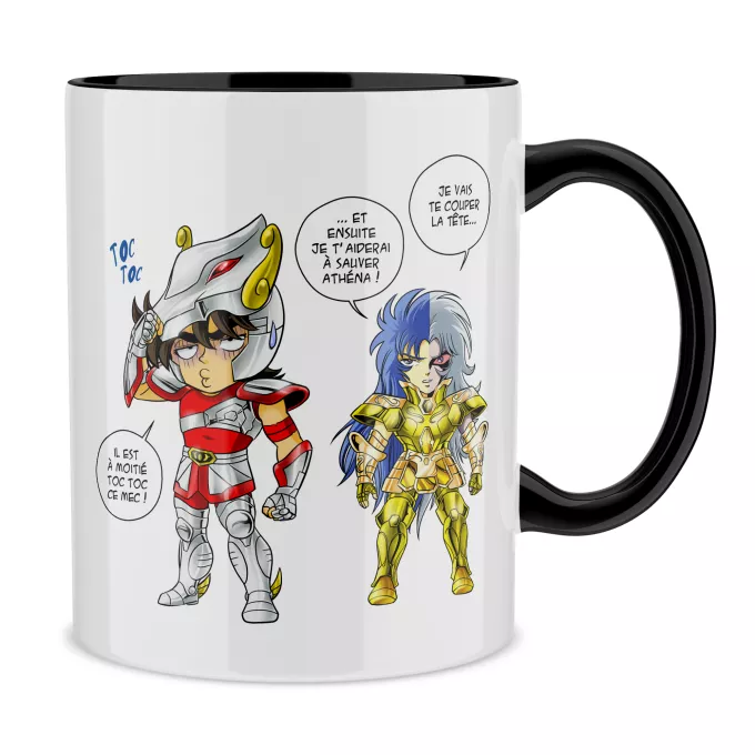 Mugs Parodie Saint Seiya Une histoire de dingue... - Seiya de Pégase, Saga chevalier d'or des Gémeaux