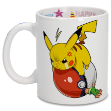 Canecas de aniversário - Ash Ketchum e Pikachu