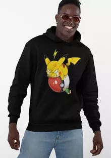 Camisola com capuz Pikachu “Pikachu e Ash Ketchum” – Pokémon de parodia
