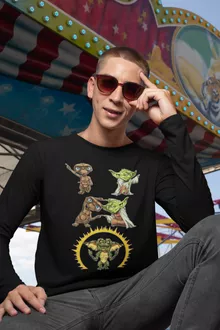 Yoda Långärmad T-Shirts “Yoda, E.T. och Spike Gremlin” – Parodi Stjärnornas krig