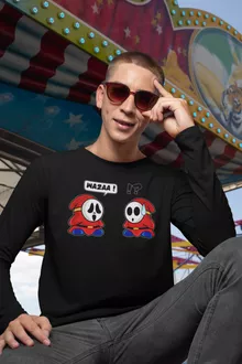 T-Shirt à manches longues Maskass « Wazaaaa !! » – Parodie Super Mario