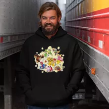 Mario Tröja med huva “Mario, Link, Fox, Bowser, Pikachu och Wario” – Parodi Super Smash Bros