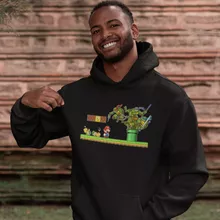 Camisola com capuz Donatello “Donatello, Michelangelo, Leonardo, Raphael e Super Mario” – Super Mario de parodia