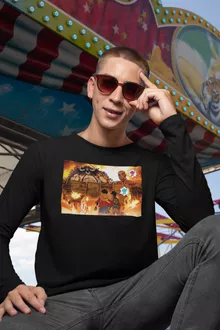 Camiseta de manga larga Luffy “Luffy y Kaido, Eren y el titán colosal” – Parodia de One Piece