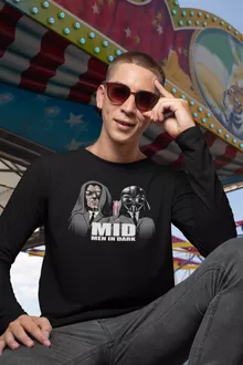 T-Shirts de manga comprida Darth Vader “Darth Vader e Palpatine X MIB: Homens de Negro” – Guerra das Estrelas de parodia