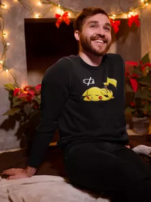 Pikachu Sweater “Battery Off” – Pokémon parody