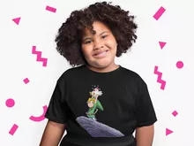 Link Mädchen Kinder T-Shirt “Link und Huhn” – Parodie auf Zelda