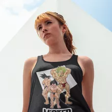 Son-Goku Damen T-shirt Tank top “Son-Goku, Vegeta und Broly” – Parodie auf Dragon Ball Z