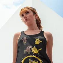 Camiseta Mujer sin mangas Pikachu “Pikachu y Sherlock Holmes” – Parodia de Pokémon