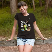Link Mädchen Kinder T-Shirt “Link and die Aliens” – Parodie auf Zelda